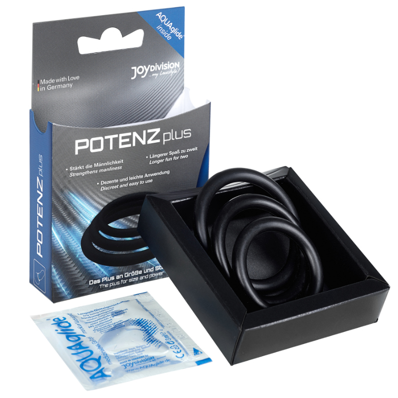 Joydivision Potenzduo Plus 3 Black Rings Set - Anillos S, M, L
