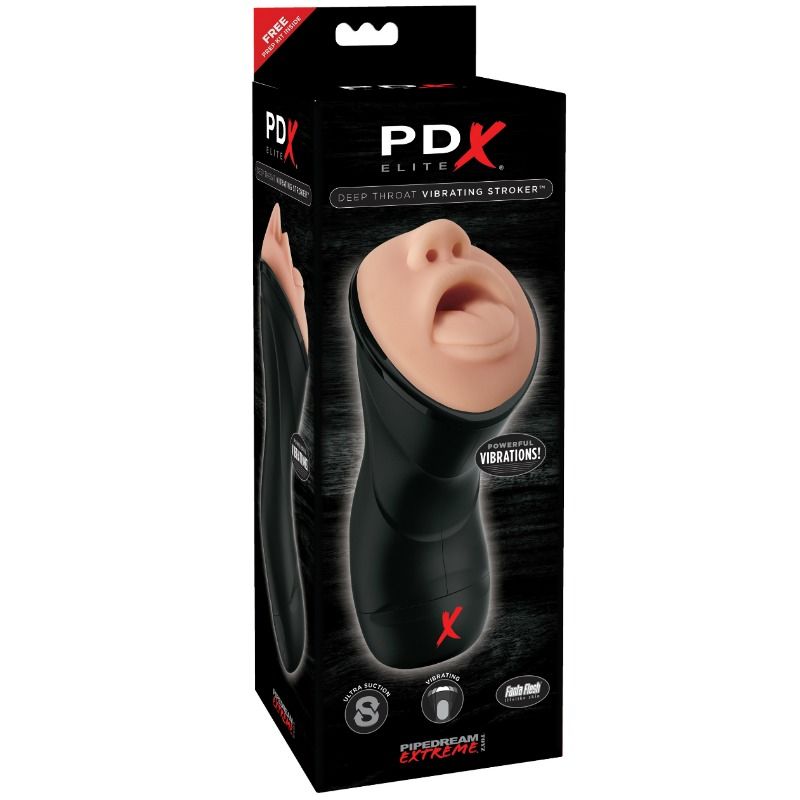 PDX Elite Deep Throat Vibrating Stroker - Masturbador Vibrador Realista