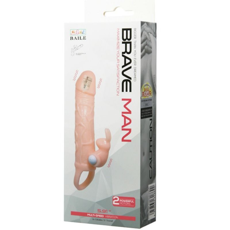 Brave Man Penis Cover with Rabbit and Double Engine - 16.5 cm