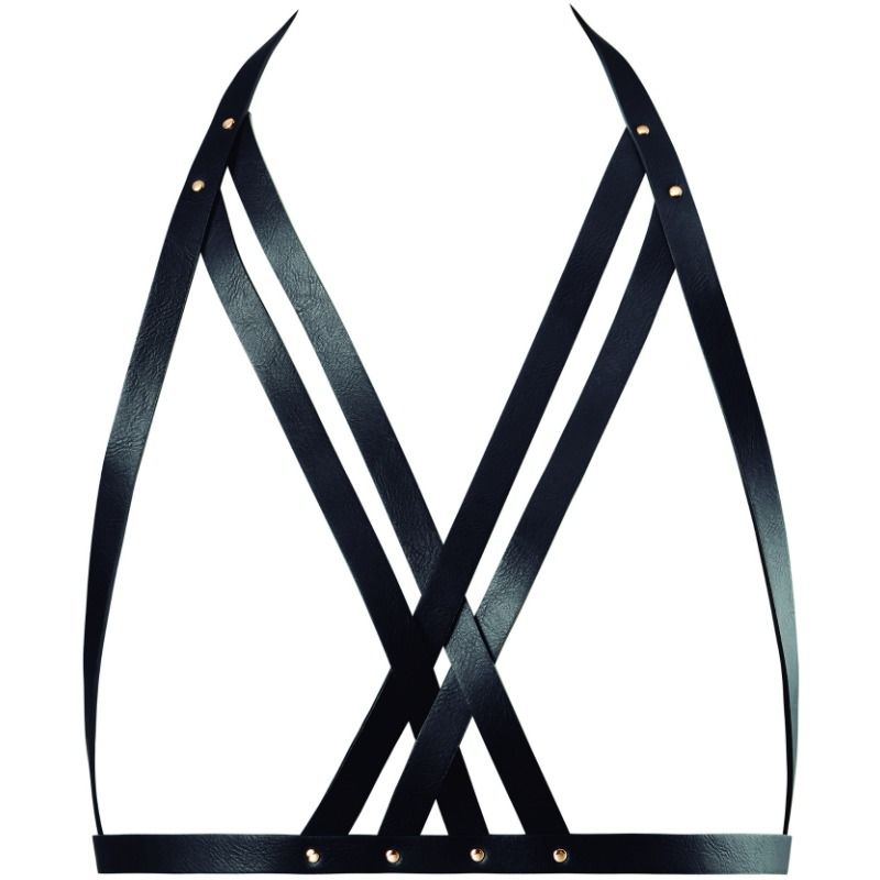 Bijoux Indiscrets Maze - Sujetador Halter Harness Negro Vegano