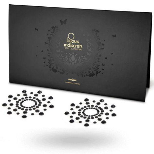 Bijoux Indiscrets Mimi Black - Cubrepezones Adhesivos Brillantes