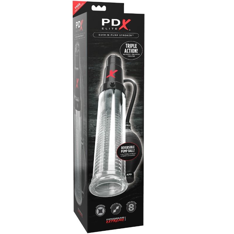 PDX Elite Suck N Pump Stroker - Masturbador con Bomba de Succión y Vibración