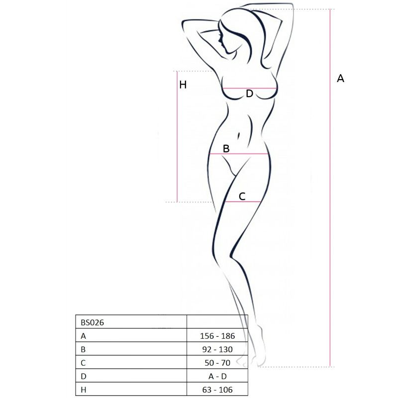 Passion Woman BS026 Bodystocking Negro Estilo Vestido - Talla Única