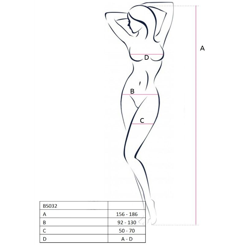 Passion Woman BS032 Bodystocking Red One Size - Lencería Sexy de Malla
