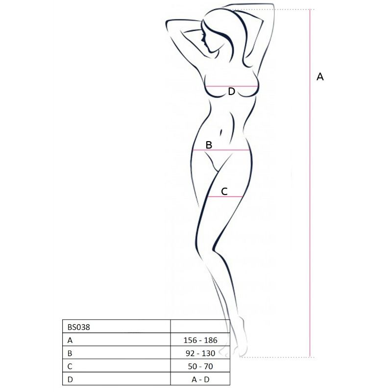 Passion Woman BS038 Bodystocking Red Negro - Talla Única