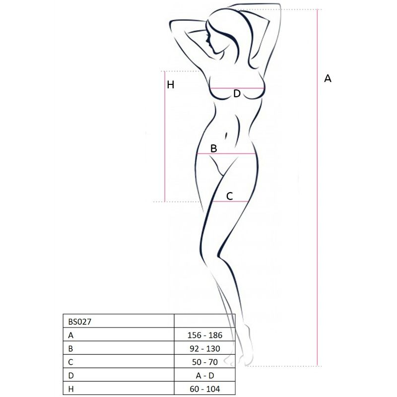 Passion Woman BS027 Bodystocking Negro Estilo Vestido - One Size