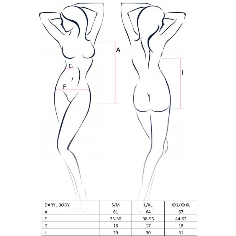 Passion Woman Daryl Teddy Negro Talla L/XL - Lencería Erótica Premium