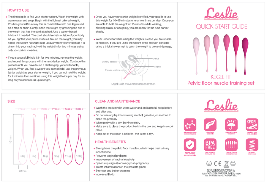 Leslie Kegel Fit - Set de 6 Pesas para Entrenamiento del Suelo Pélvico