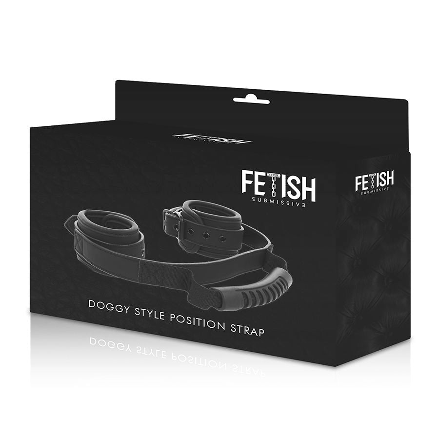 Fetish Submissive Neoprene Handcuffs with Handle - Restricciones BDSM Ajustables