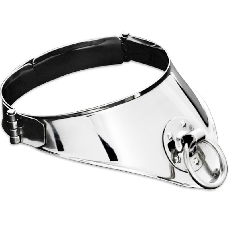 Metal Hard Collar de Sumisión Acero Inoxidable con Anillo y Candado