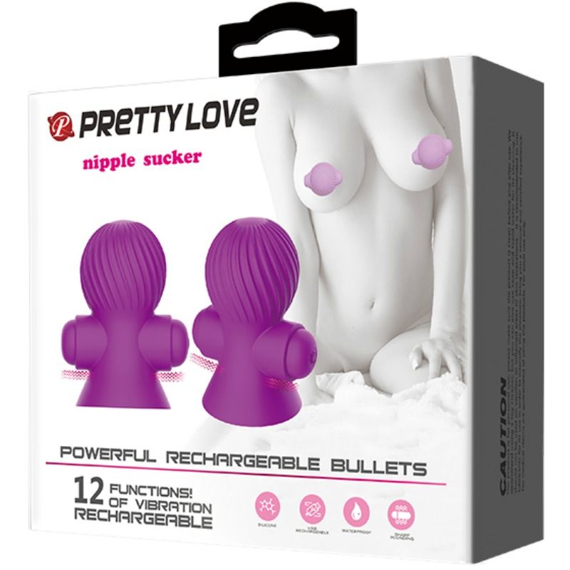 Pretty Love Nipple Stimulators 12 Modos Vibración Lila
