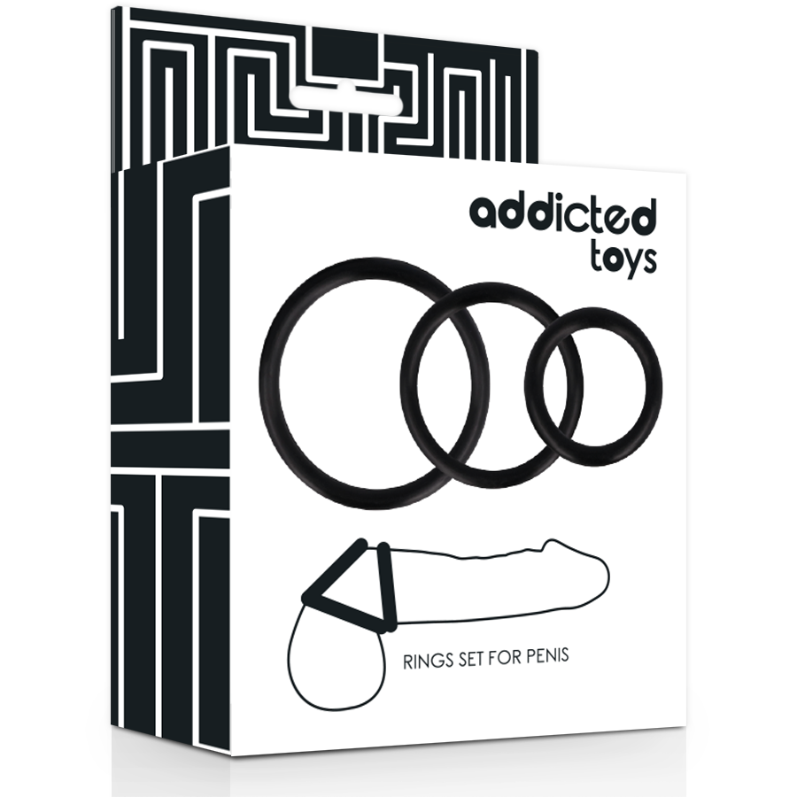 Addicted Toys - Juego de Anillos para el Pene Negro