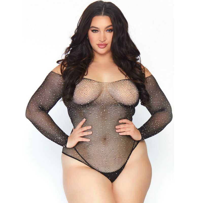 Leg Avenue Crystalized Fishnet Bodystocking 1X-2X - Body de Red con Brillantes