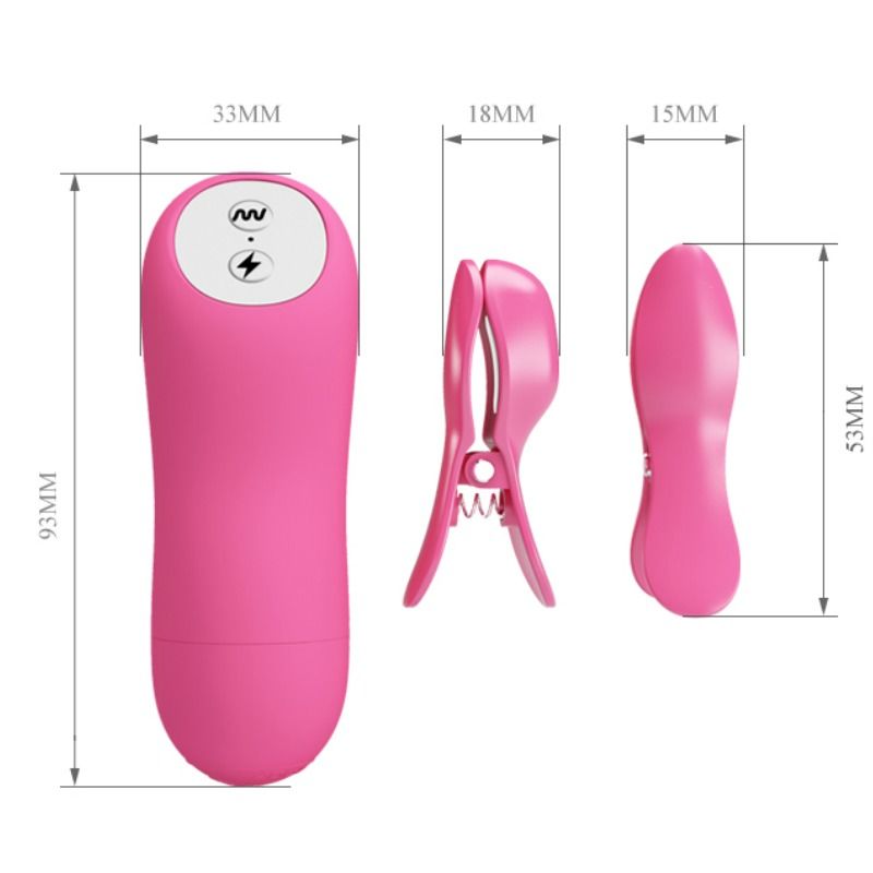Baile Romantic Wave - Pinzas Vibratorias con Electroshock Fucsia
