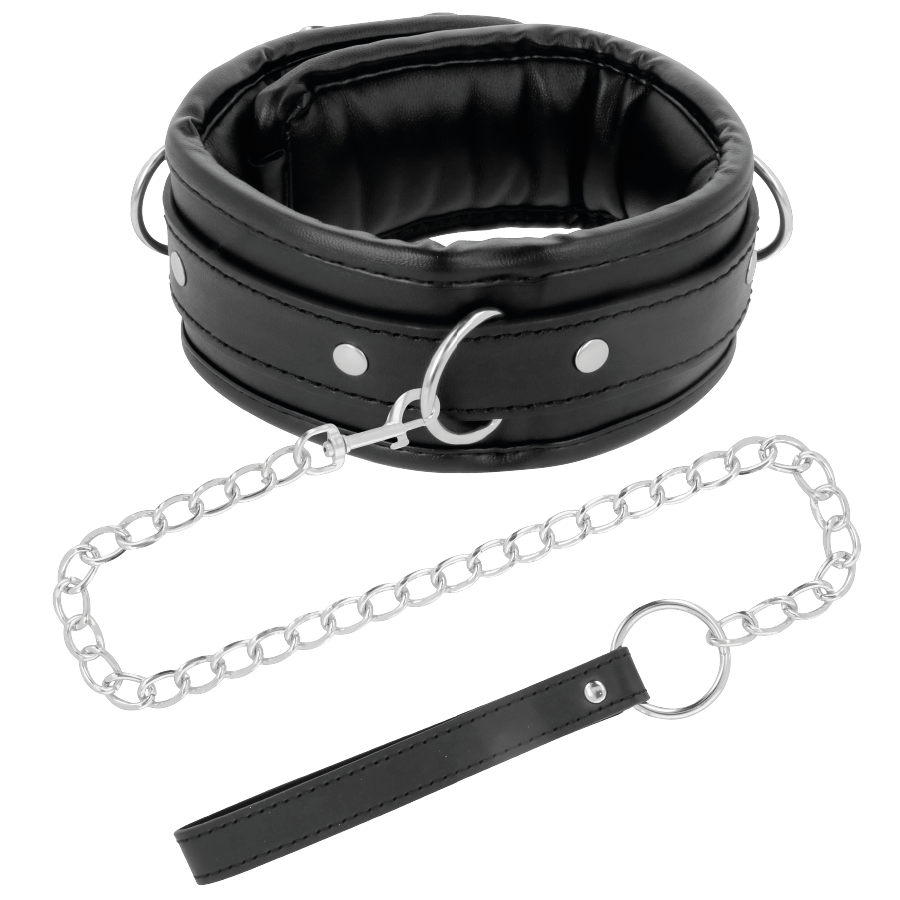 Collar Bondage Darkness Cuero Suave con Cadena