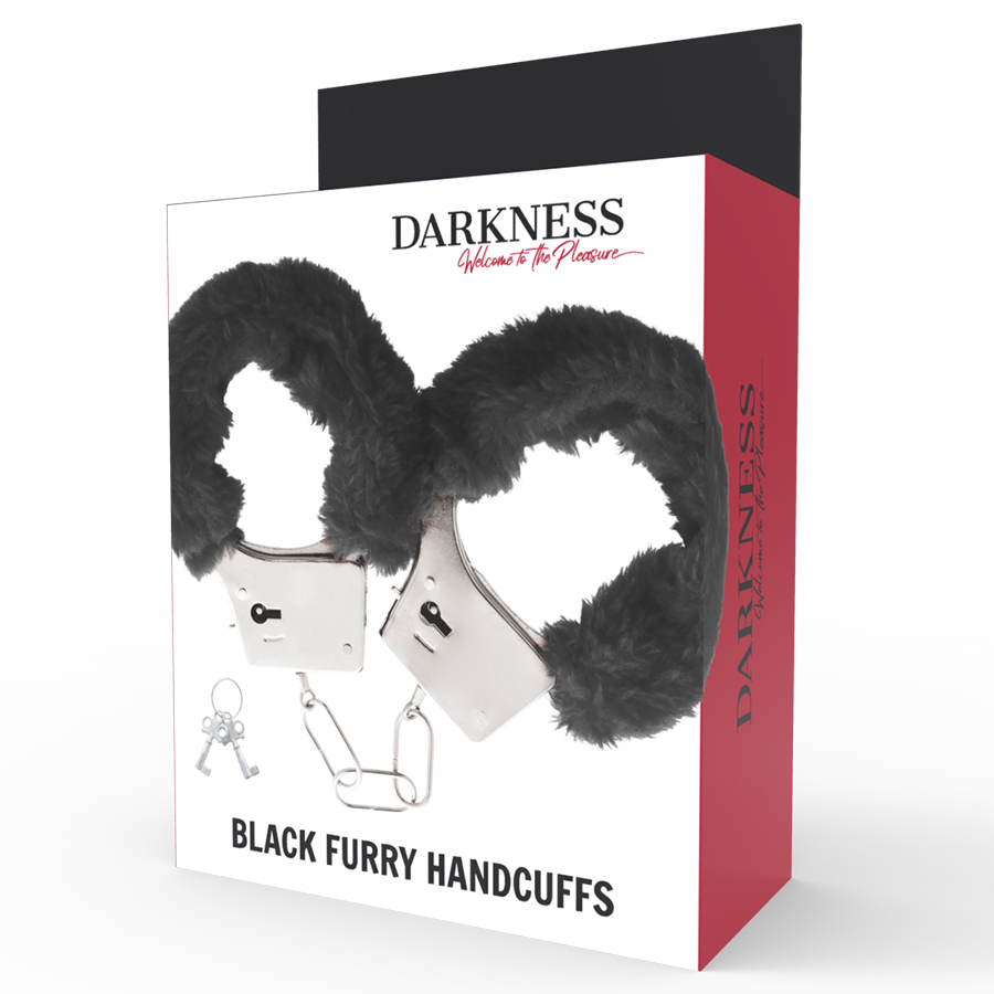 Darkness Black Lined Metal Handcuffs - Esposas de Bondage