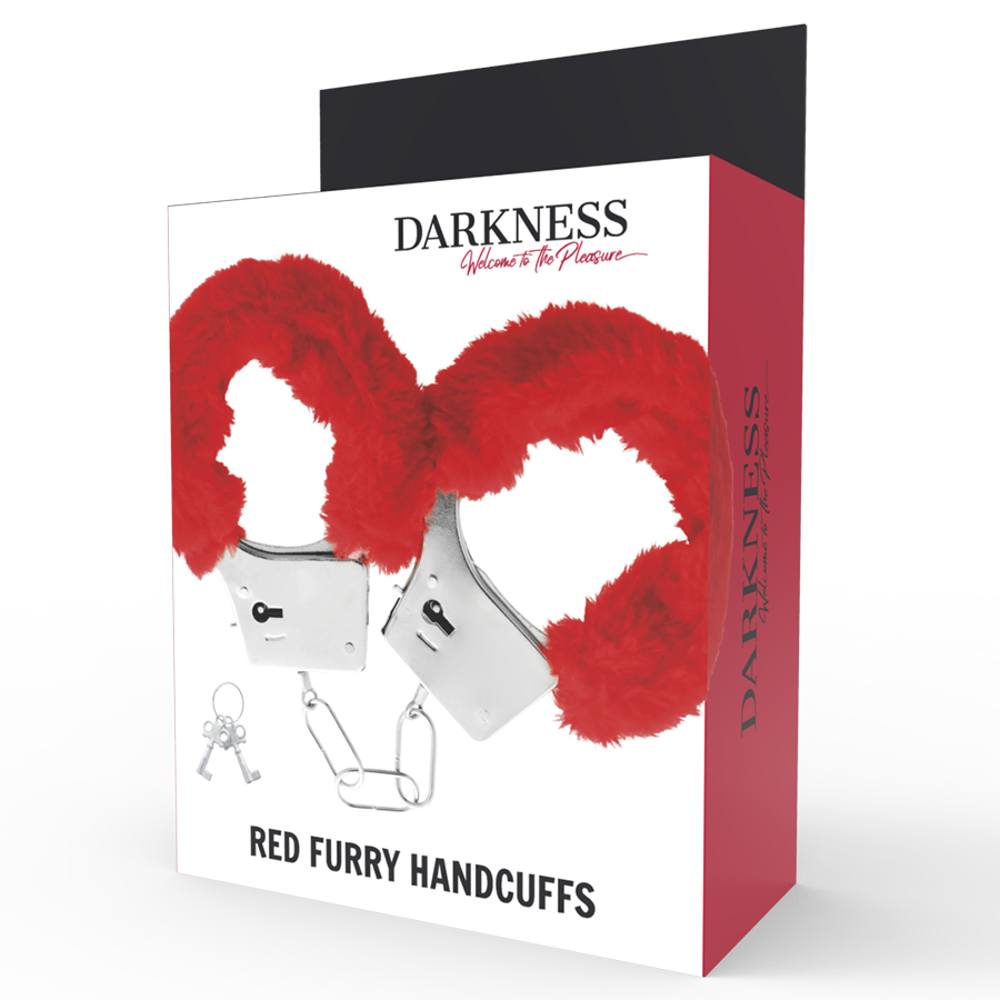 Darkness Red Lined Metal Handcuffs - Esposas de Bondage Profesionales