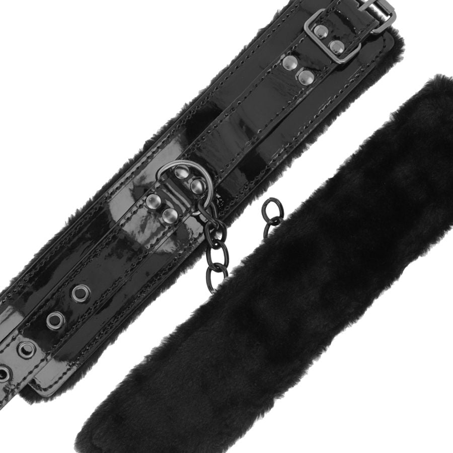 Darkness Black Adjustable Leather Handcuffs with Padlock