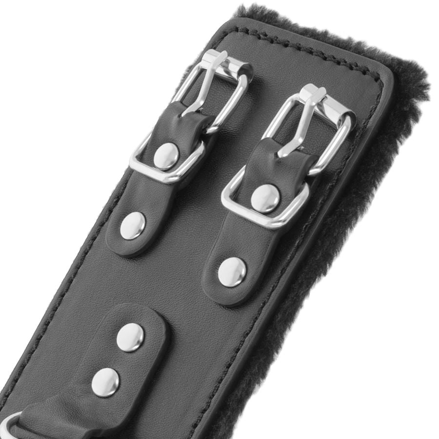 Darkness Black Adjustable Leather Handcuffs with Lining