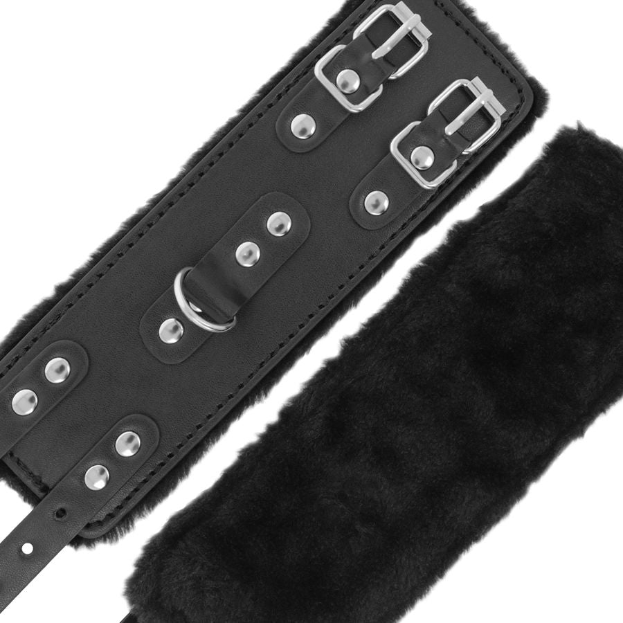 Darkness Black Adjustable Leather Handcuffs with Lining