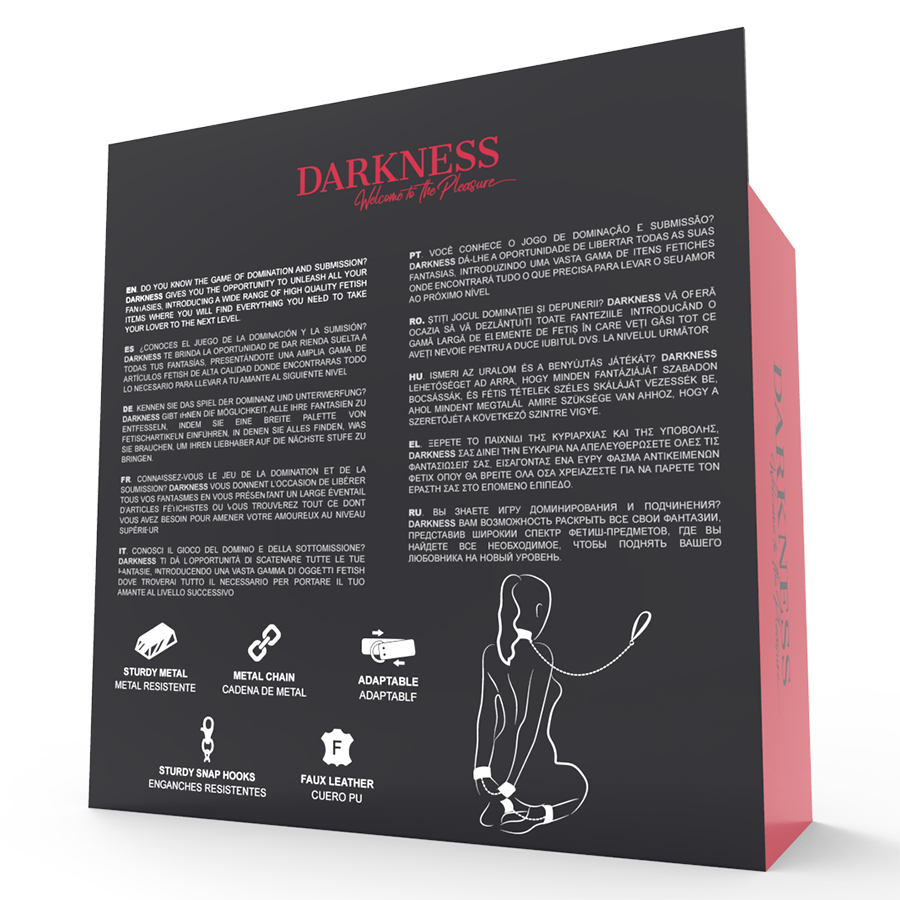 Darkness Black Leather Handcuffs and Collar Set