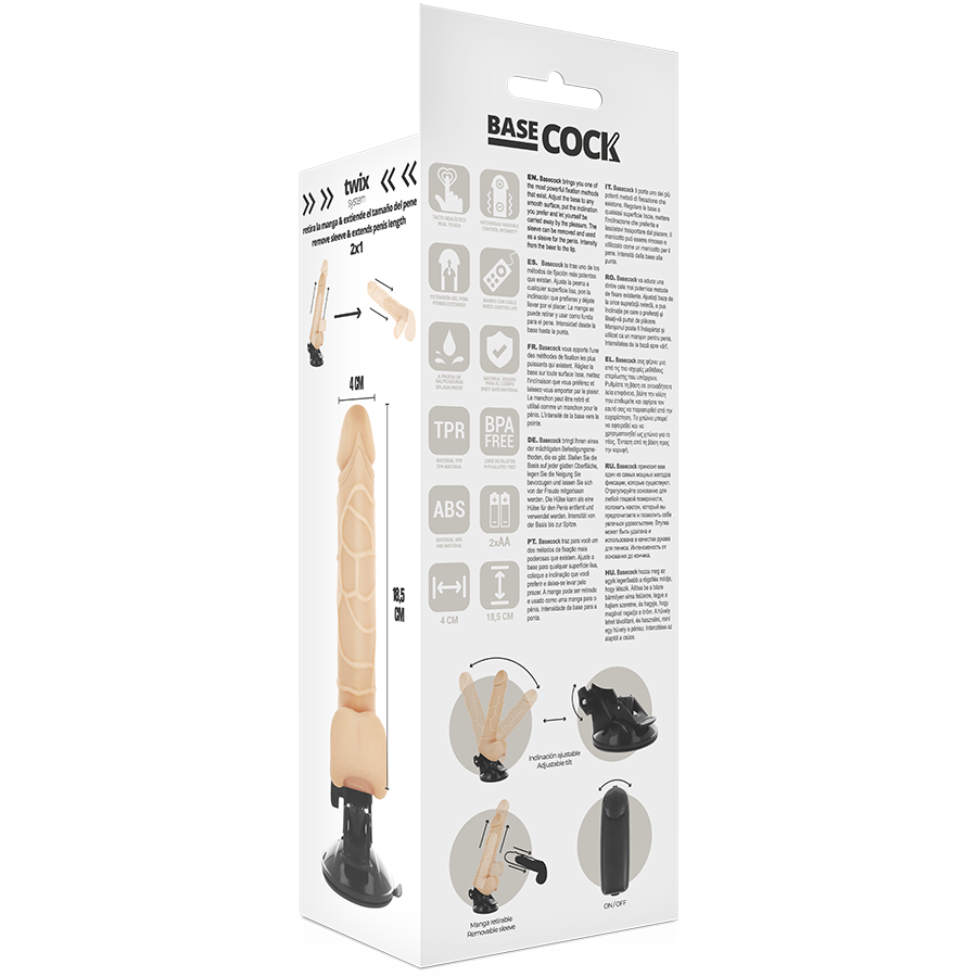 Basecock Vibrador Realista con Control Remoto 18.5 cm