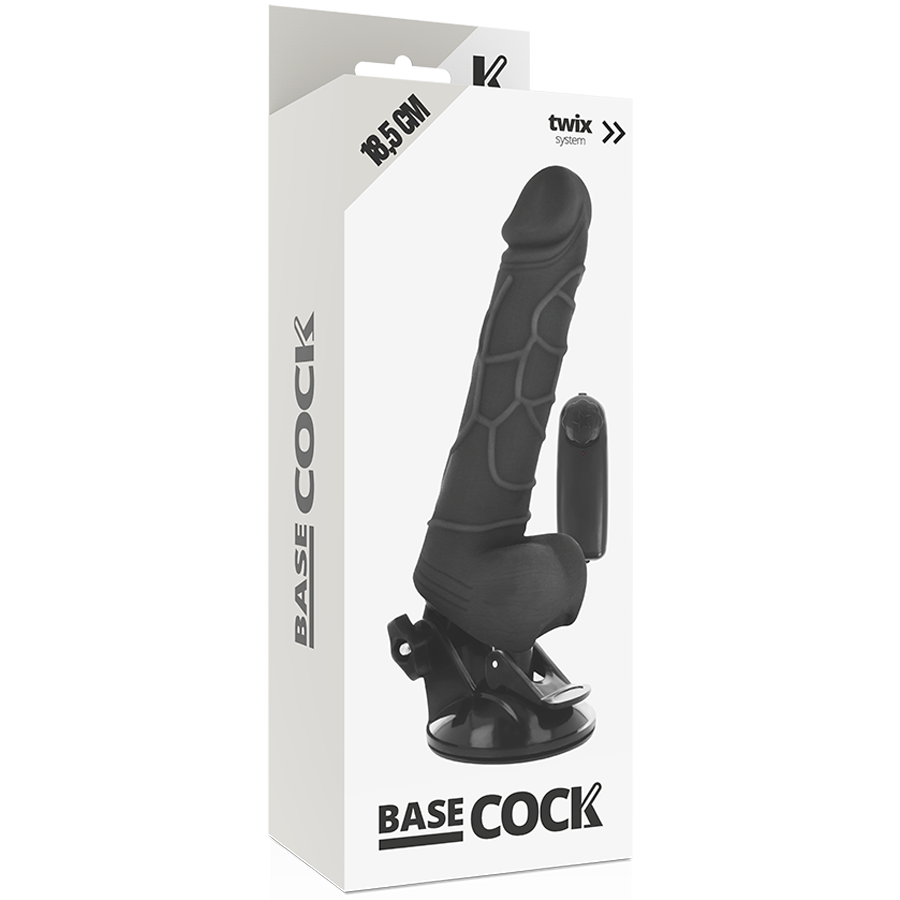 Basecock Vibrador Realista con Control Remoto Negro 18.5 cm