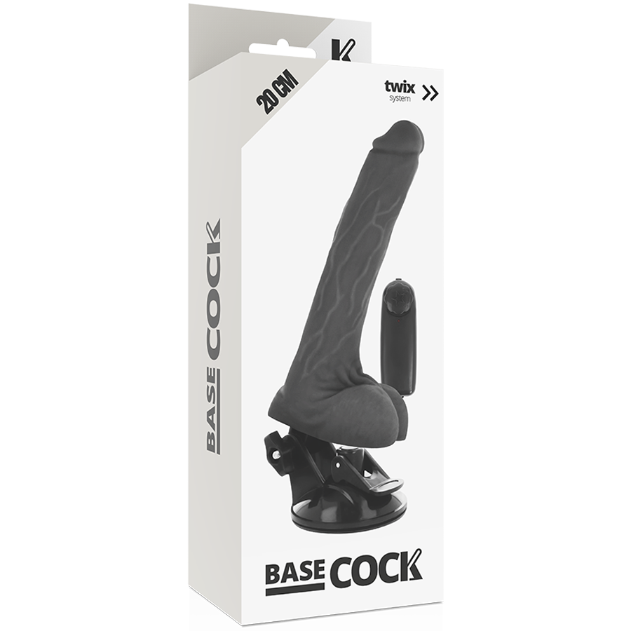 Basecock Vibrador Realista Negro con Control Remoto 20 cm