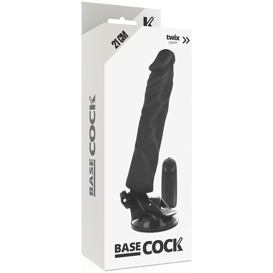 Basecock Vibrador Realista Control Remoto Negro 21 cm