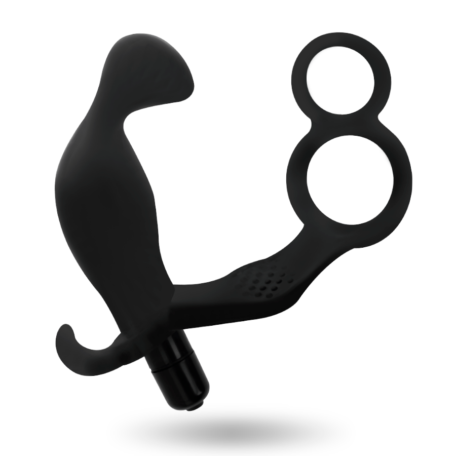 Plug Anal ADDICTED TOYS con Anillo Doble Pene y Testículos - Vibración
