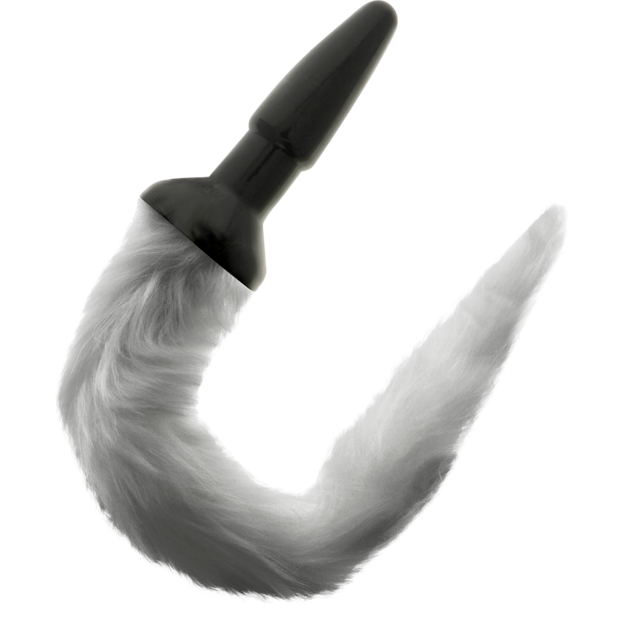 Darkness Silicone Anal Plug with Gray Tail - Estimulación Anal de Calidad