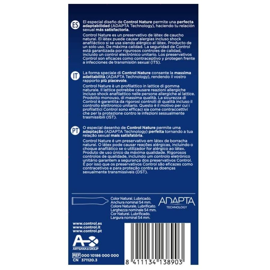 Control Adapta Nature Preservativos Látex Natural 12 Unidades