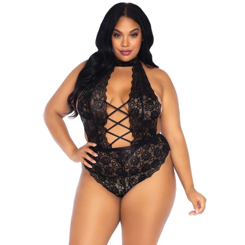 Leg Avenue Teddy Encaje Floral Sin Entrepierna Talla Plus