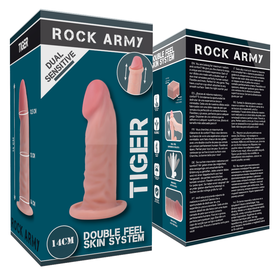 Rock Army Dual Density Tiger Dildo Realista 14cm