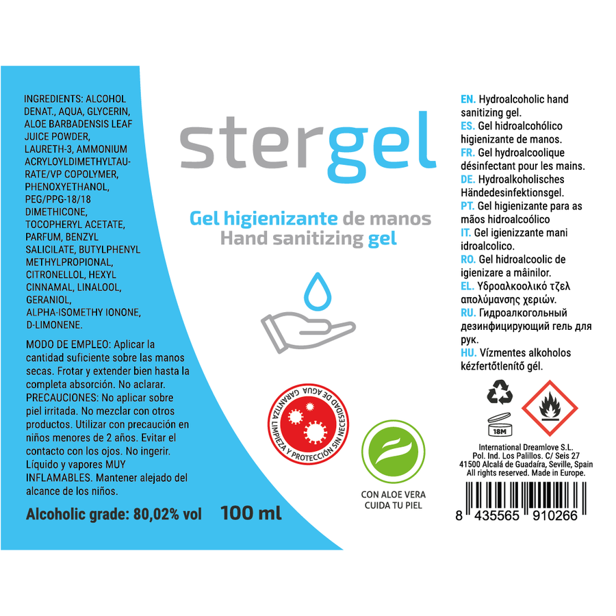 Gel Desinfectante de Manos Stergel Aloe Vera 100ml