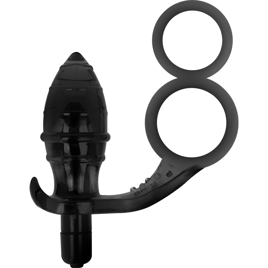 Plug Anal con Anilla Doble Negro - Addicted Toys