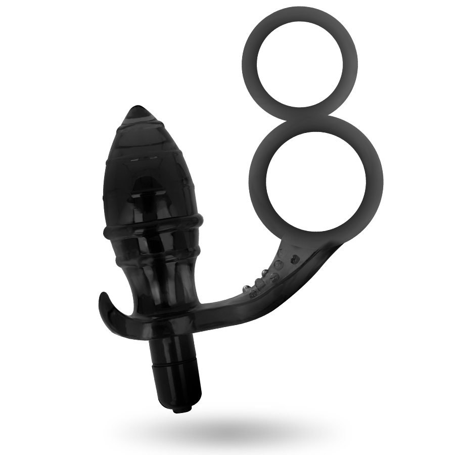 Plug Anal con Anilla Doble Negro - Addicted Toys