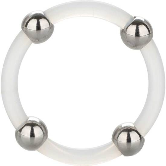 CalExotics Steel Beaded Silicone Ring L - Anillo de Silicona con Cuentas de Acero