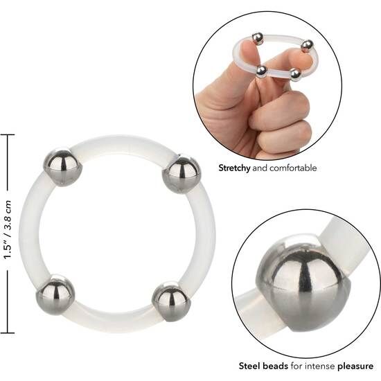 CalExotics Steel Beaded Silicone Ring L - Anillo de Silicona con Cuentas de Acero