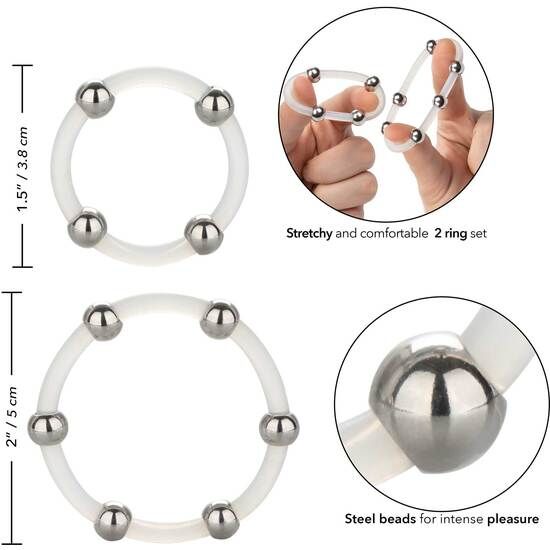 CalExotics Steel Beaded Silicone Ring Set