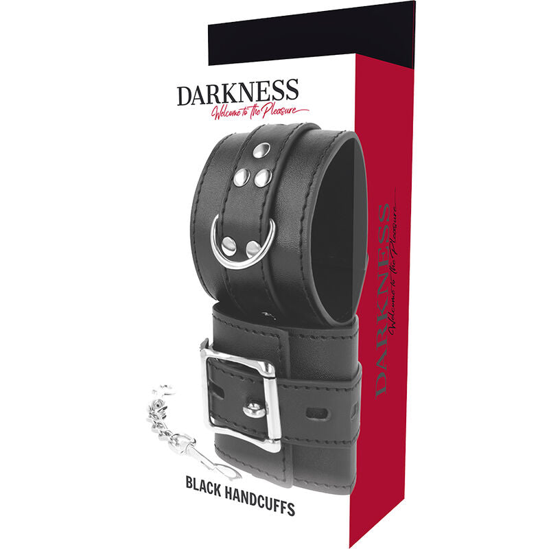 Darkness Black Leather Handcuffs - Esposas de Cuero Negro