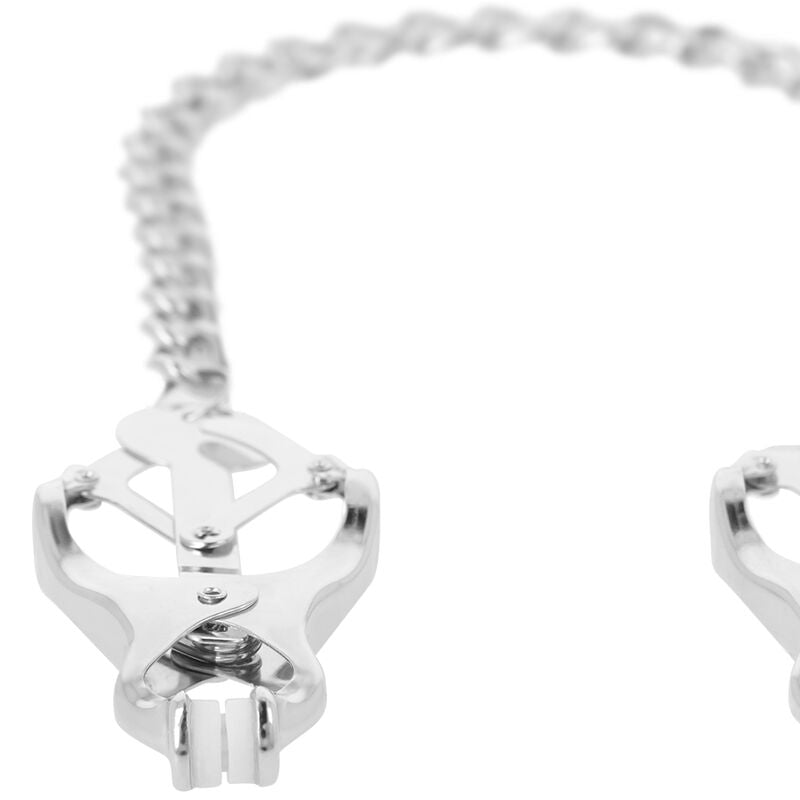 Darkness Metal Nipple Clamp with Chain - Pinzas para Pezones con Collar