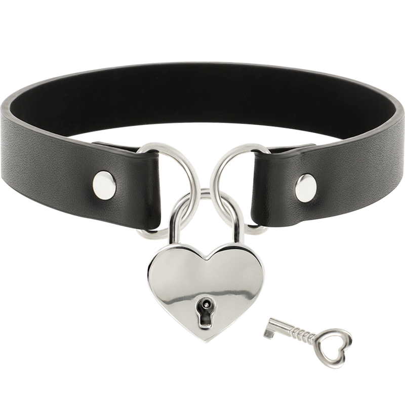 Collar Coquette Chic Desire - Cuero Vegano con Accesorios de Corazón y Llave