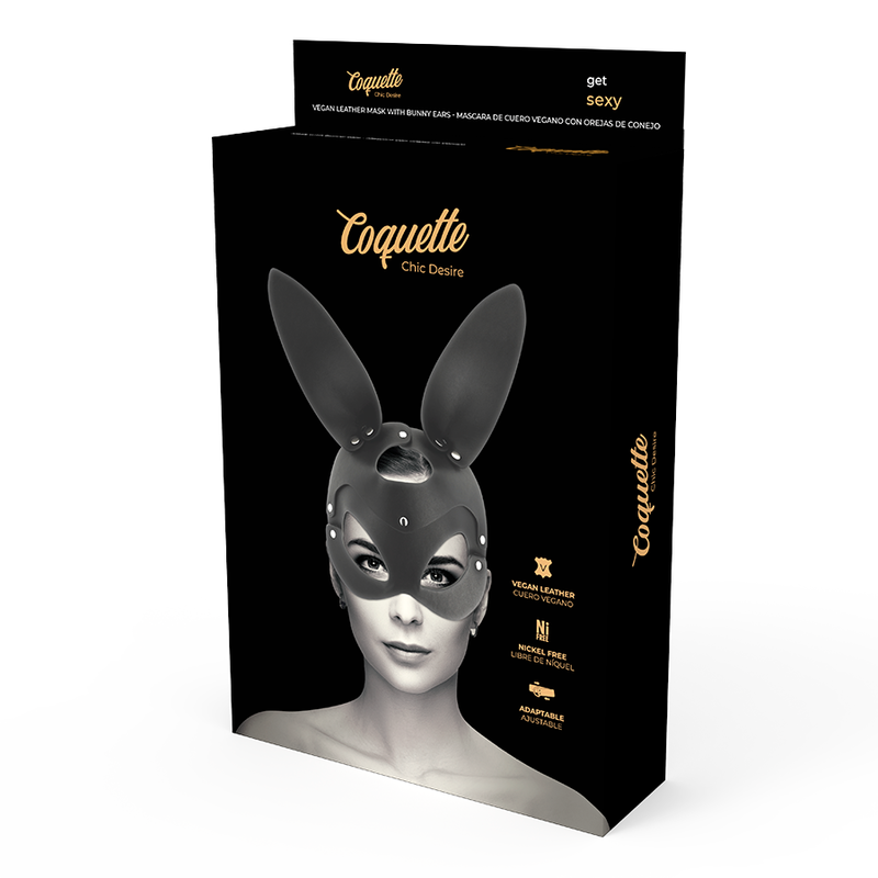 Coquette Chic Desire - Antifaz de Cuero Vegano con Orejas de Conejo