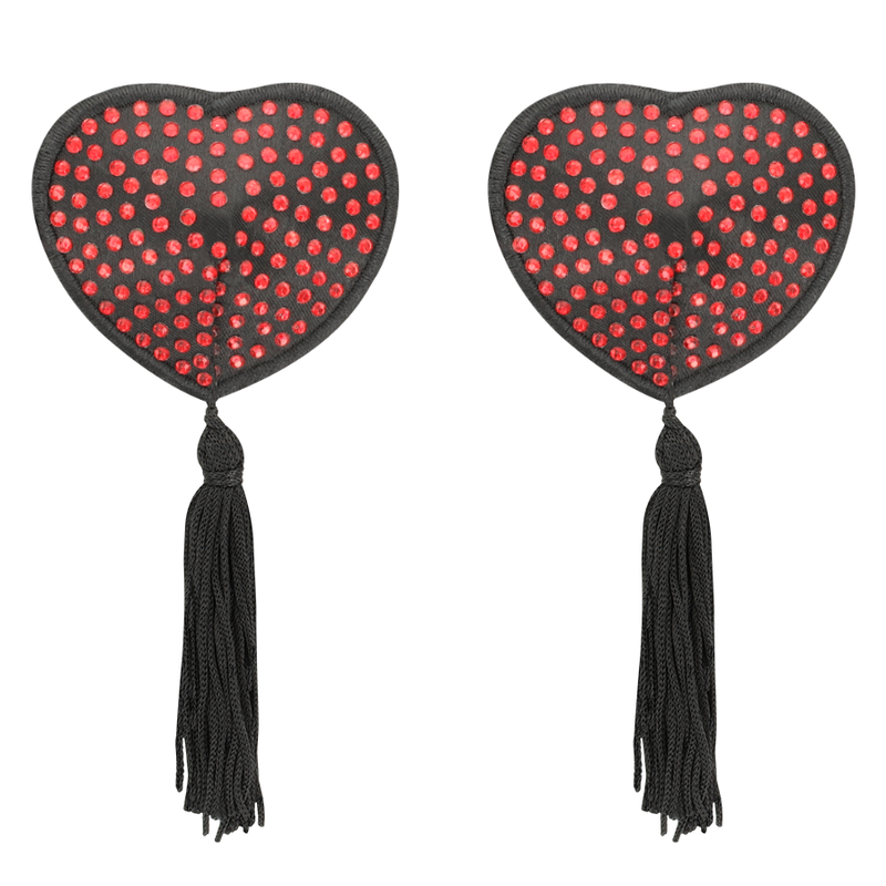 Coquette Chic Desire Cubre Pezones Corazón Negro y Rojo