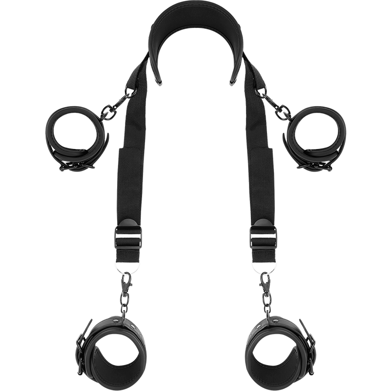 Fetish Submissive Master Position - Arnés con 4 Esposas Acolchadas