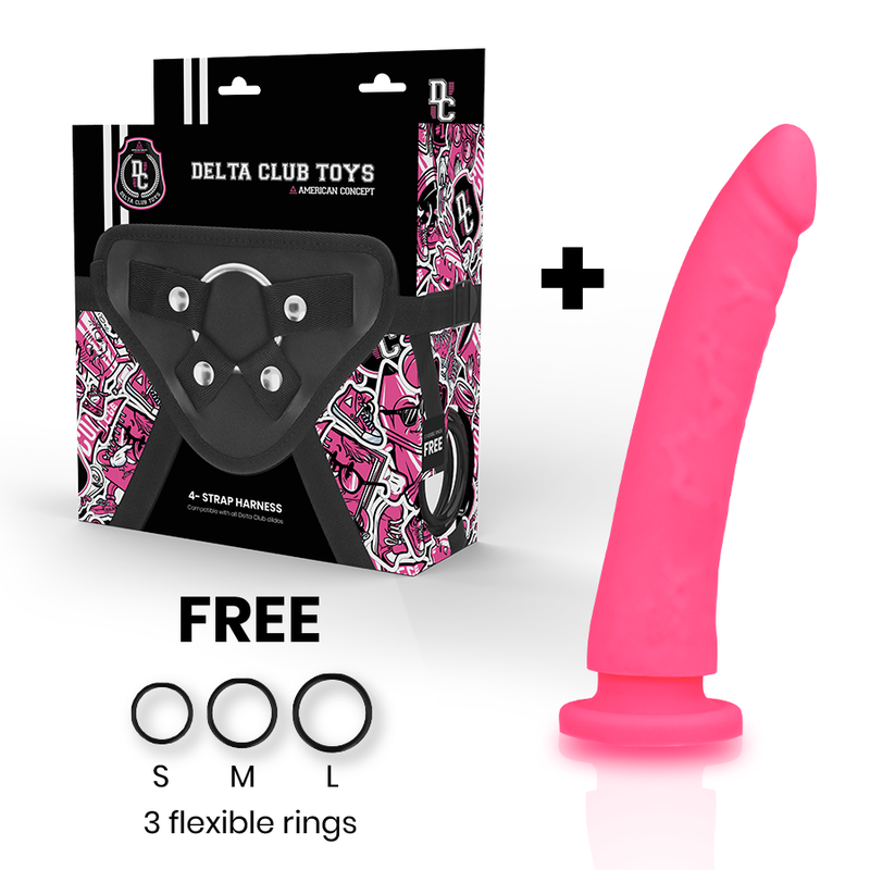 Delta Club Toys Harness + Dong Pink Silicone 17 cm