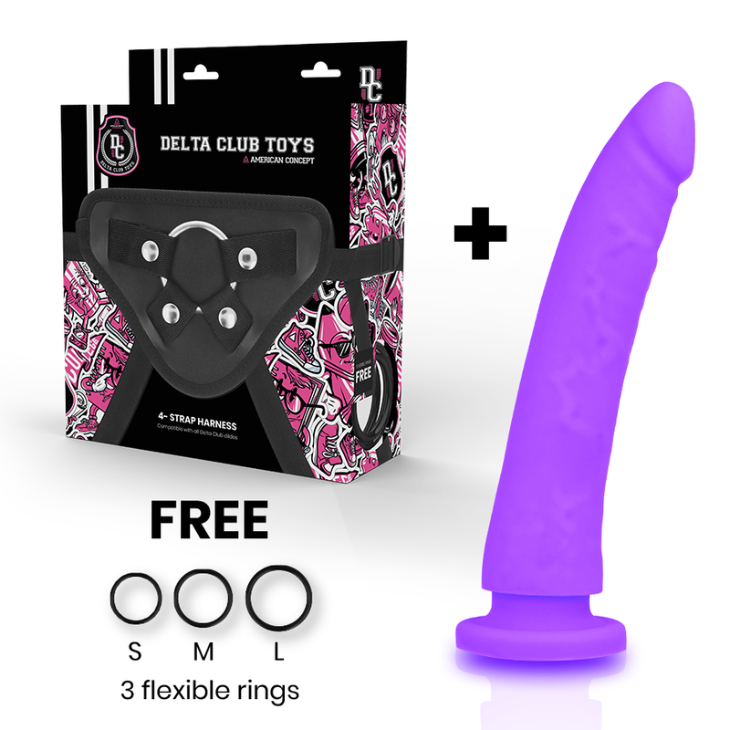 Delta Club Arnés + Dong Purple Silicone 20 cm