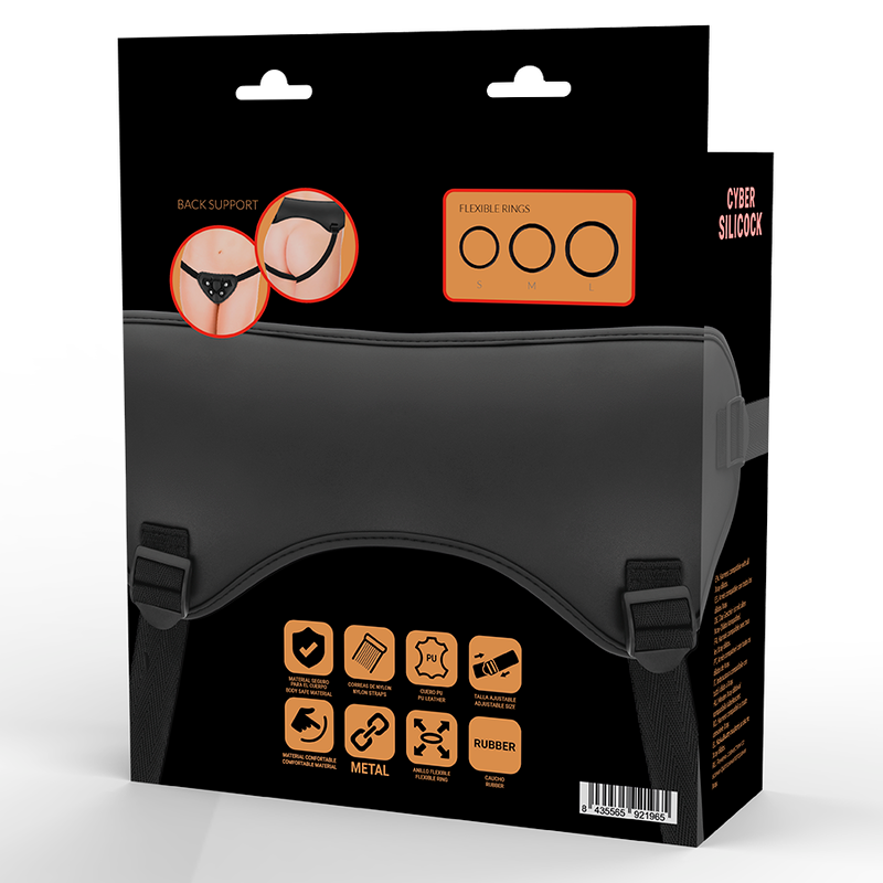 Cyber Silicock - Arnés Strap-On con 3 Anillas