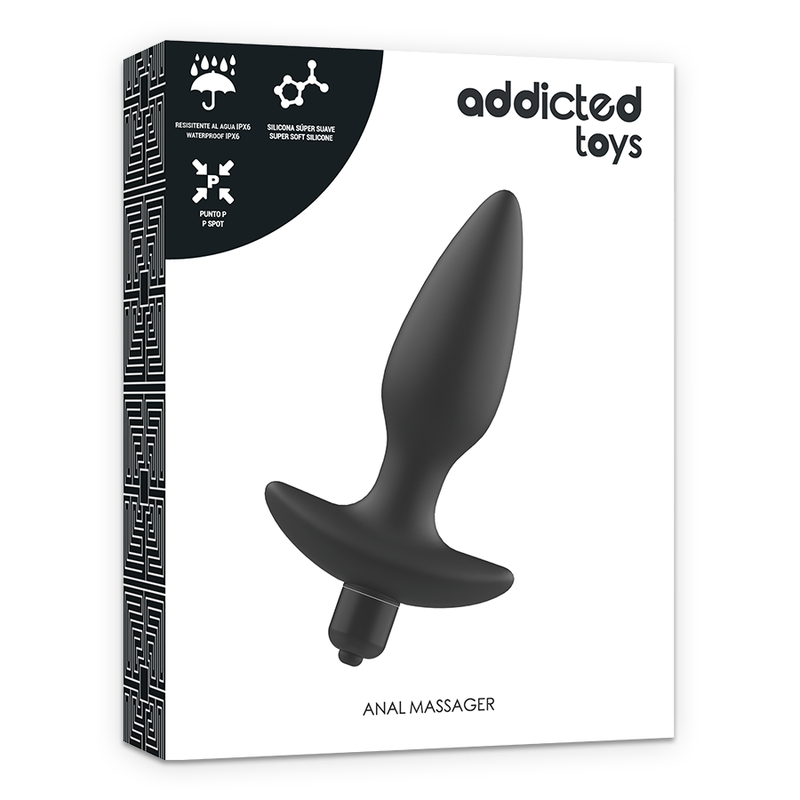 Massager Plug Anal Vibrador Addicted Toys - Silicona Médica 14cm Negro